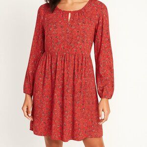 Old Navy Soft-Woven Red Ditsy Floral Cottagecore A-Line Swing Dress Womens Large